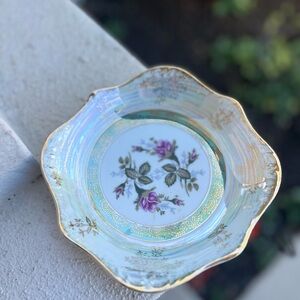 Vintage Deville Candy Dish Floral Lusterware JAPAN